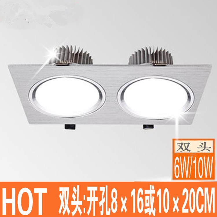 led10X20双头筒灯方形豆胆射灯单头双头格栅筒灯斗胆灯5w6w10w14w