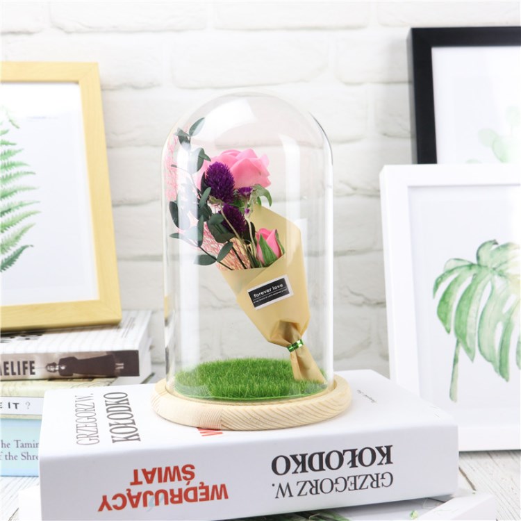 玻璃工藝品 多肉永生花微景觀玻璃罩鐘罩批發 防塵罩節日禮物擺件