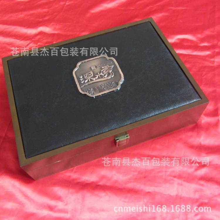 工廠定制油漆木盒 貼皮革海參木盒
