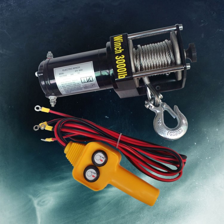 廠家直供400KG電動卷揚機12V 24V 3000磅電動葫蘆電動絞車絞盤