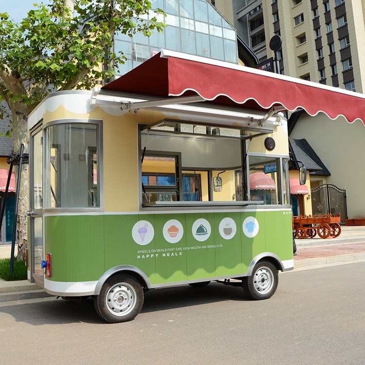 户外餐车 小吃车房车电动四轮 烧烤冷饮奶茶车