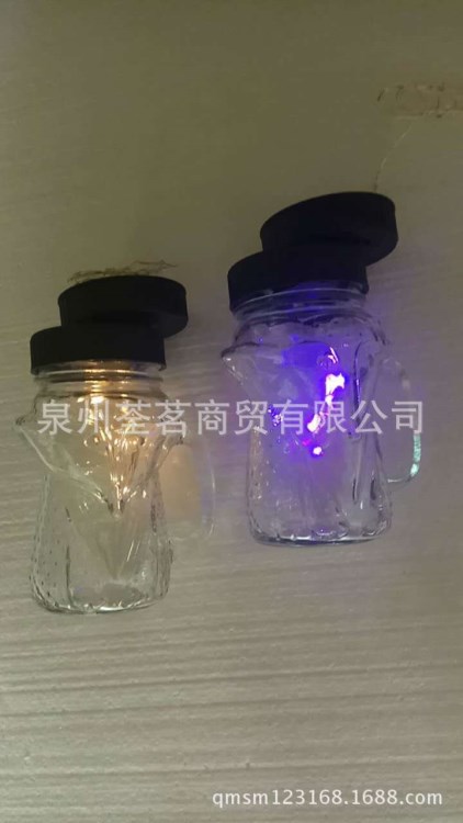 太陽能梅森罐創(chuàng)意太陽能電子LED燈串炫彩瓶蓋可定制仙人掌瓶菠蘿