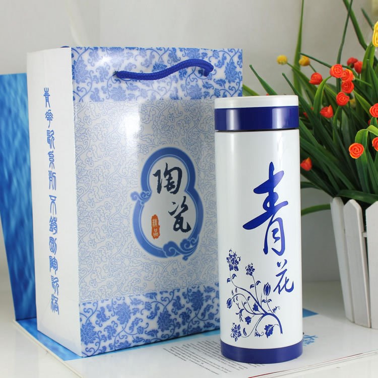 青花瓷保溫杯 陶瓷杯 廣告禮品杯批發(fā)定做 廠慶慶典紀(jì)念品 印字