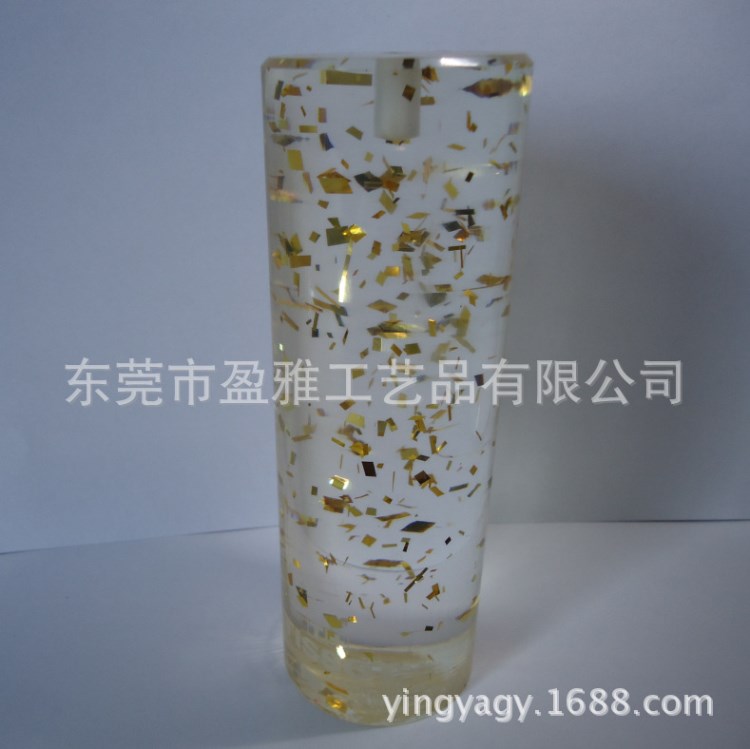 廠家直銷 水晶膠工藝品 透明樹脂禮品 亞克力金鉑表座