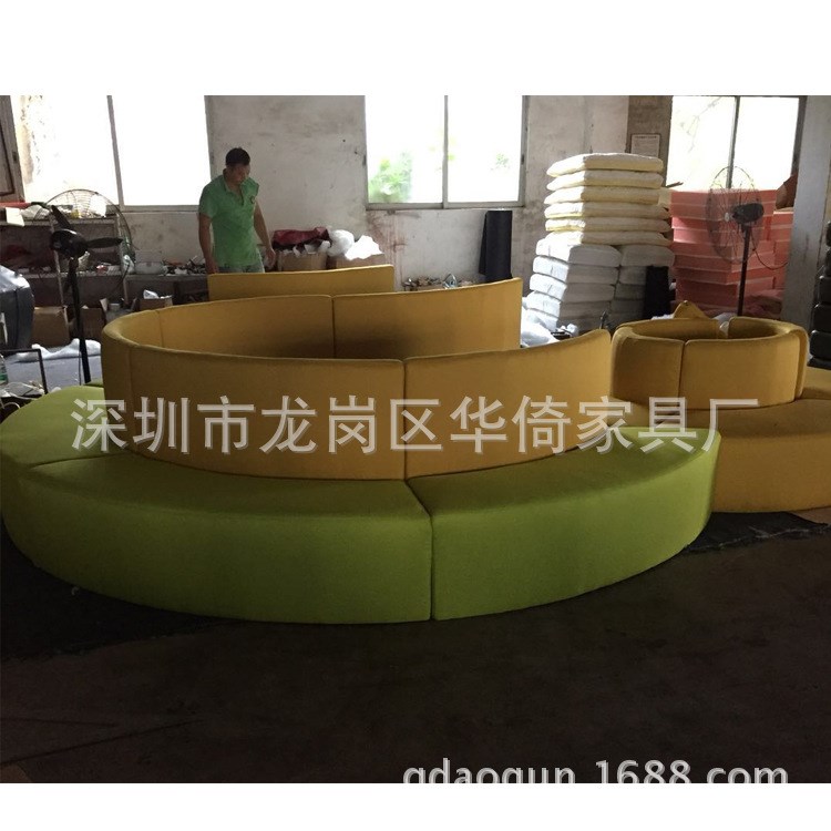 銀行家具公共區域園弧形S型異形沙發 定制家具來圖 辦公沙發組合