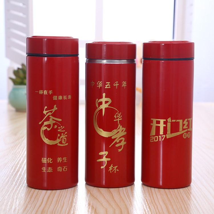 中國紅喜慶陶瓷杯 2018創(chuàng)意不銹鋼保溫杯廠定制禮品杯子一件代發(fā)