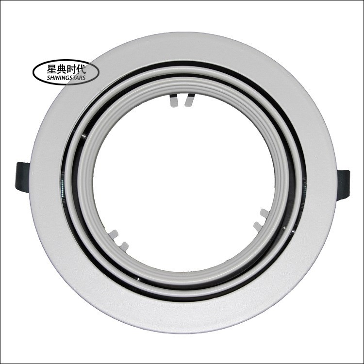 AR111單頭天花燈外殼 AR111圓形斗膽筒燈燈殼 嵌入式圓形格柵燈殼