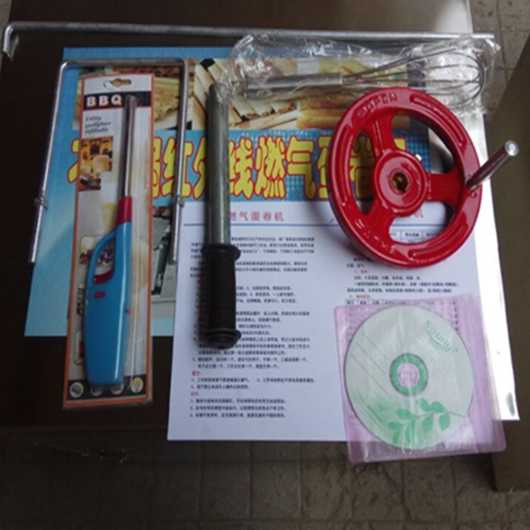 小型商用燃?xì)獾熬頇C(jī) 六面循環(huán)式蛋卷機(jī)流動攤使用方便 贈送配方