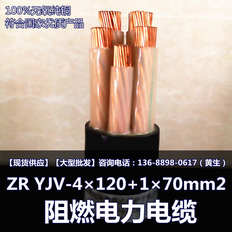 金龍羽電纜 ZR YJV-4&times;120+1&times;70mm2阻燃電力電纜【國標(biāo)品質(zhì)】