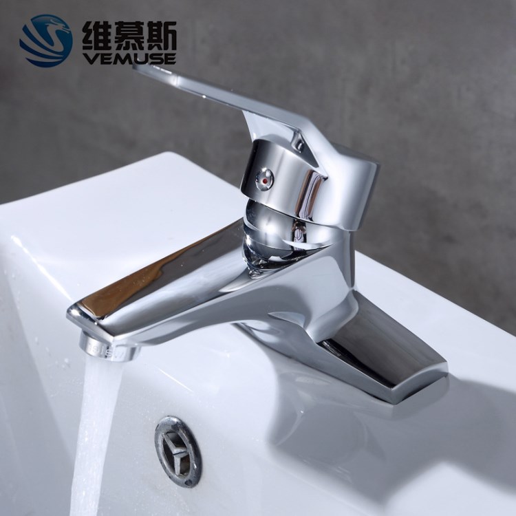 銅兩聯洗面盆水龍頭 衛生間冷熱洗臉盆臺上盆水龍頭 廠家批發