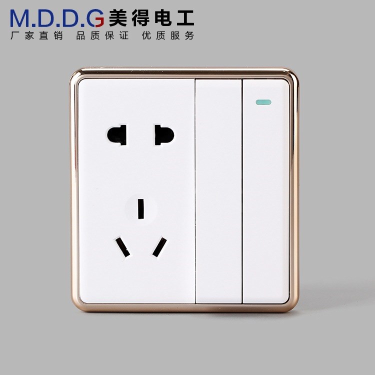 家裝新款 二開五孔 家用燈開關10A5孔墻壁電源插座面板 廠家批發
