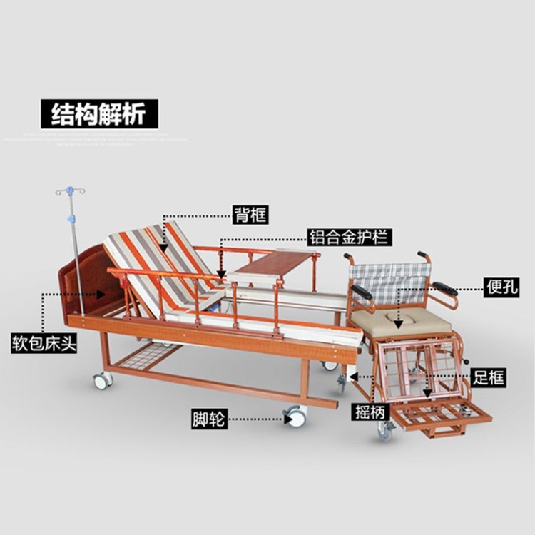 邁德斯特手動輪椅護理床家用多功能翻身床癱瘓老年病人病床醫(yī)用床