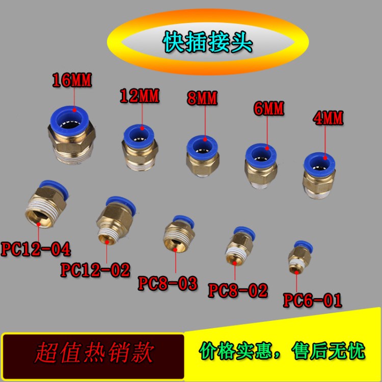 氣動(dòng)接頭 快插接頭PC8-02 氣動(dòng)元件快速接頭 快插塑料接頭