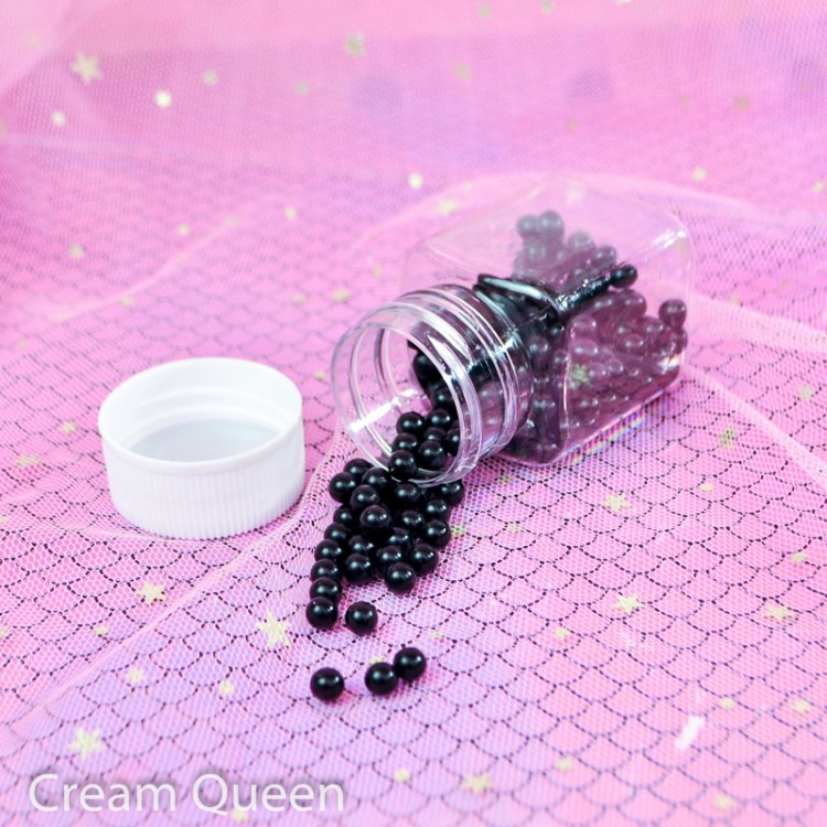 珍珠奶茶史萊姆泥填充物Diy創(chuàng)意手工ABS黑色無孔珍珠瓶裝4mm/6mm