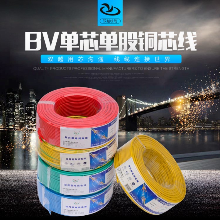 廠家直銷(xiāo) 家裝電線BV 4平方單股銅芯線塑銅線 雙越線纜國(guó)標(biāo)包檢