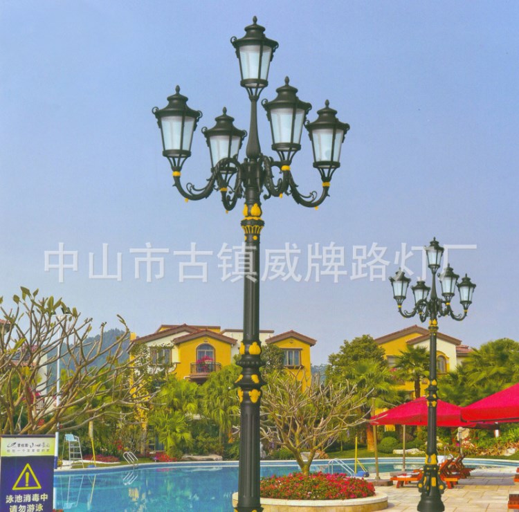 威牌路燈直銷歐式庭院燈戶外led五頭鑄鋁鐵底座道路燈