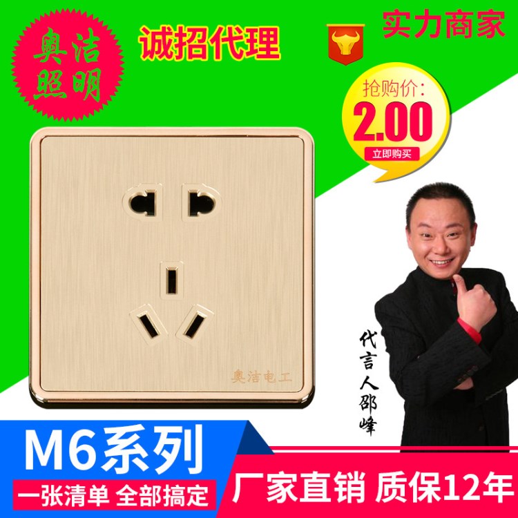 廠家直銷 奧潔暗裝 M6墻壁開關(guān)各種規(guī)格 86型五孔插座