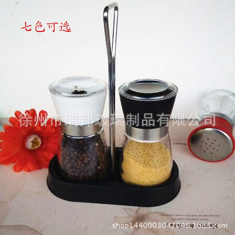 手動(dòng)胡椒研磨器創(chuàng)意廚房用品胡椒粉研磨器玻璃胡椒磨調(diào)料瓶研磨瓶