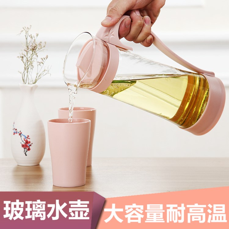 家用創(chuàng)意涼白開(kāi)水壺玻璃涼水壺水杯套裝耐高溫加厚大號(hào)果汁壺茶壺