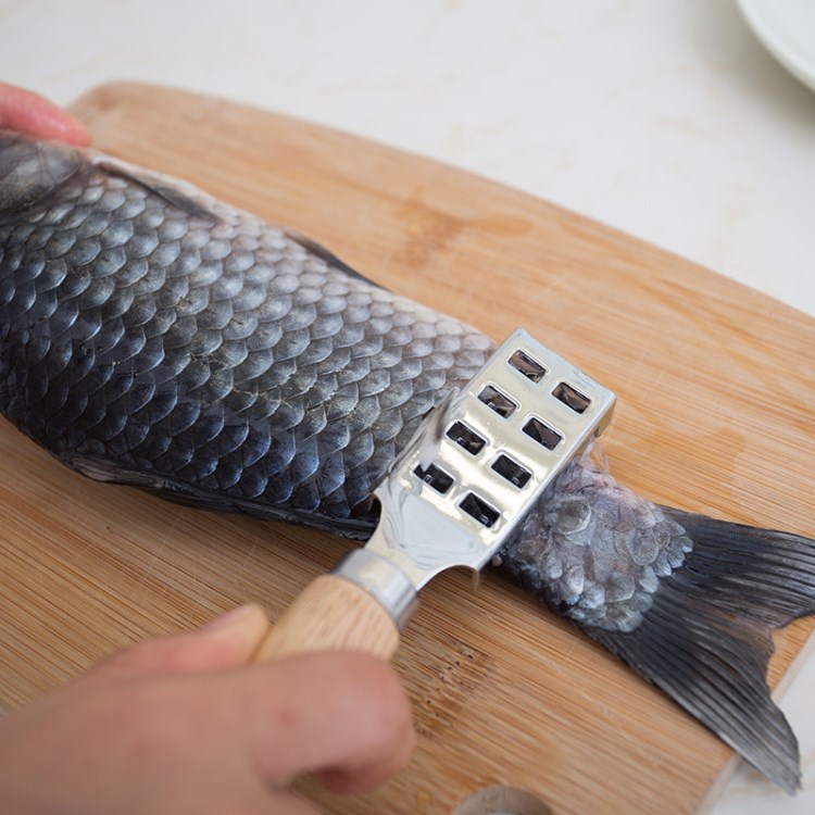 木柄手動刮魚鱗刨去魚鱗刷刀具 創意廚房小用品工具去鱗器CF2032