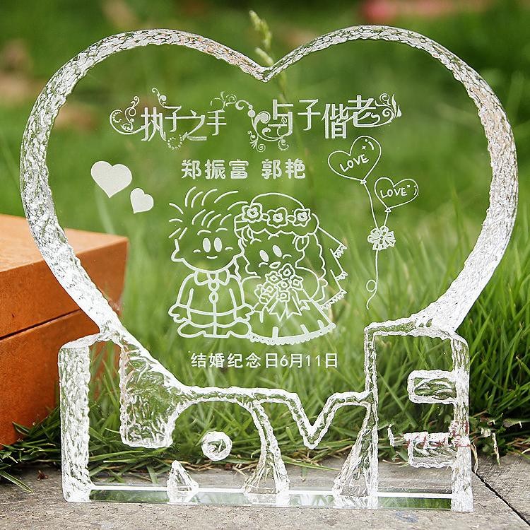 厂家批发K9水晶爱心LOVE  婚庆礼品摆件 创意个性纪念工艺品