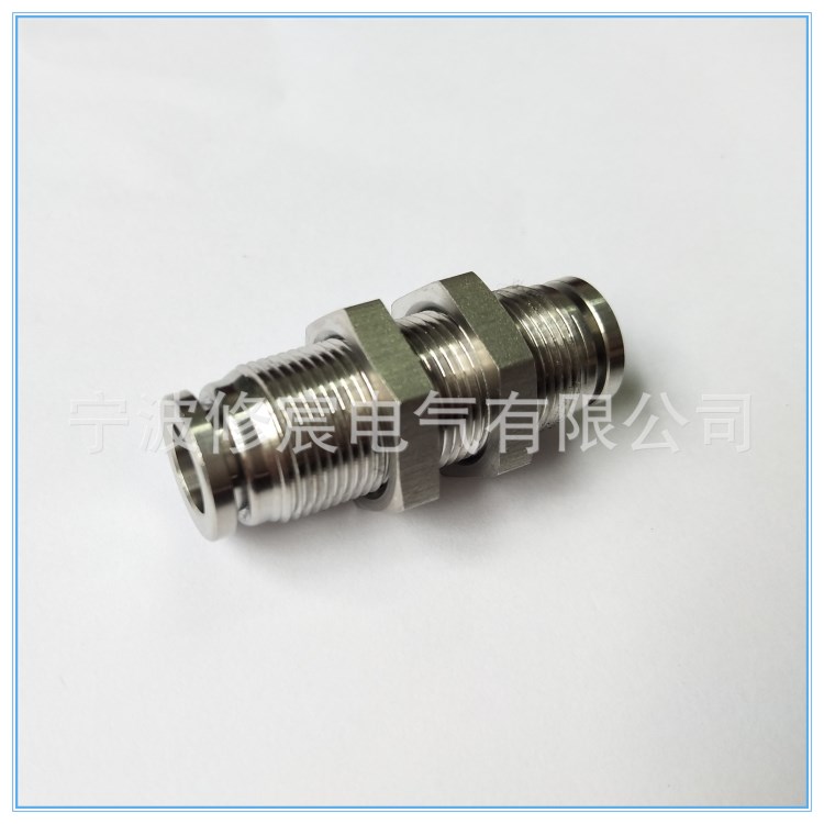 廠家直銷(xiāo) 不銹鋼氣動(dòng)卡套快插穿板 隔板直通快速接頭