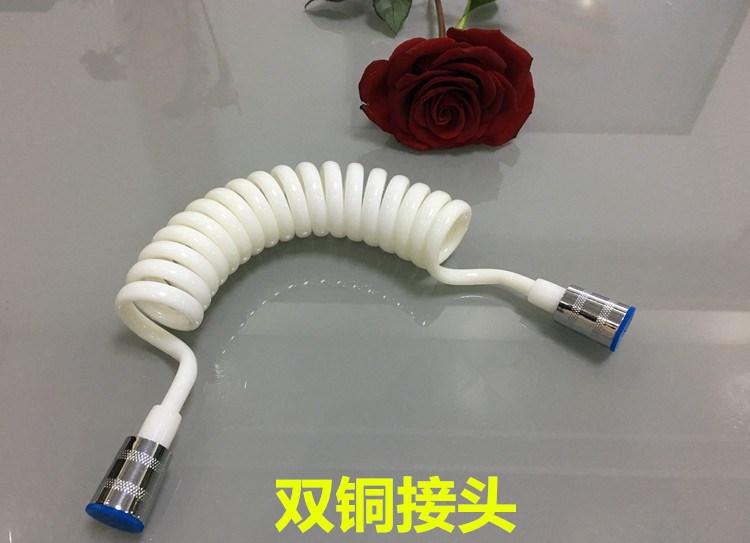 銅頭淋浴花灑軟管彈簧婦洗器噴頭管電話線管伸縮沐浴管1.5米