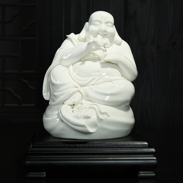 德化瓷雕收藏藝術(shù)品 【納福彌勒佛】 簡約創(chuàng)意大方佛像擺件雕塑