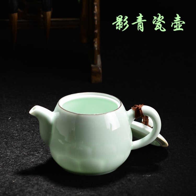 东朝陶瓷茶具厂批发 影青瓷莲瓣吉祥壶 功夫茶具茶壶 可LOGO定制