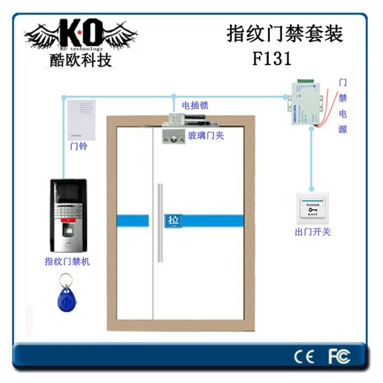 真地F131指纹门禁系统套装 公司门禁考勤指纹密码刷卡一体机安装