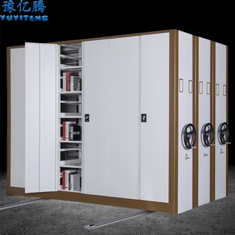 天津一列五組移動檔案柜手搖密集柜廠家直銷定做 財務資料文件柜