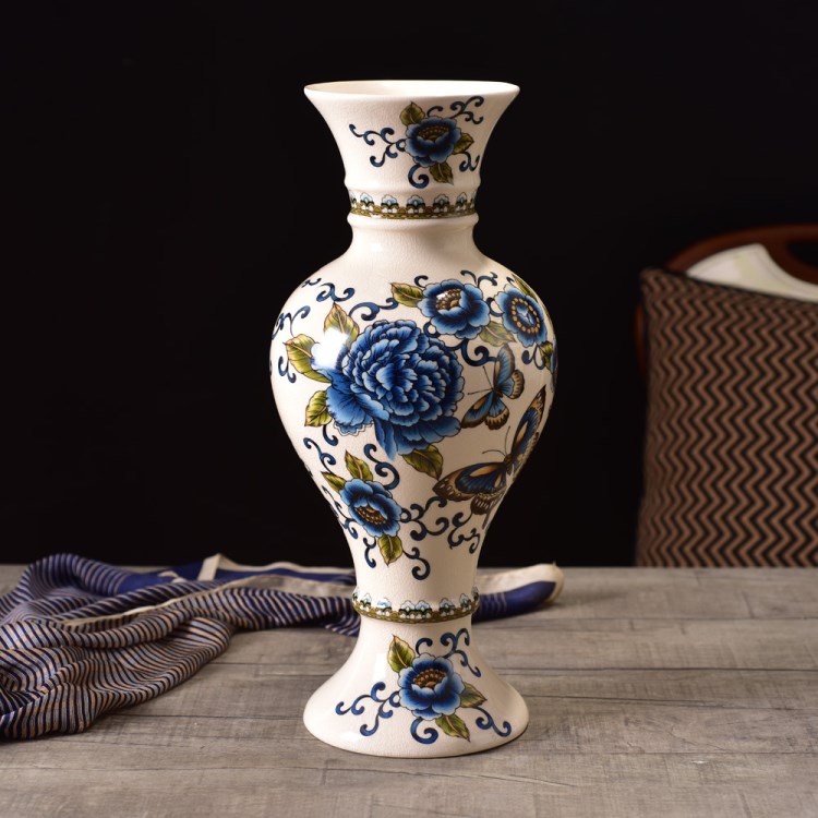 批發(fā) 美式陶瓷落地大花瓶 創(chuàng)意家居家裝工藝品擺件 大號(hào)陶瓷花瓶