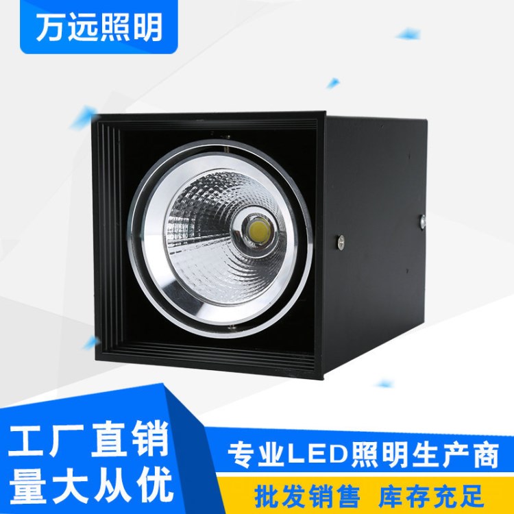 LED明裝COB格柵燈10W20W斗膽燈黑白單頭雙頭 商業(yè)照明豆柵燈