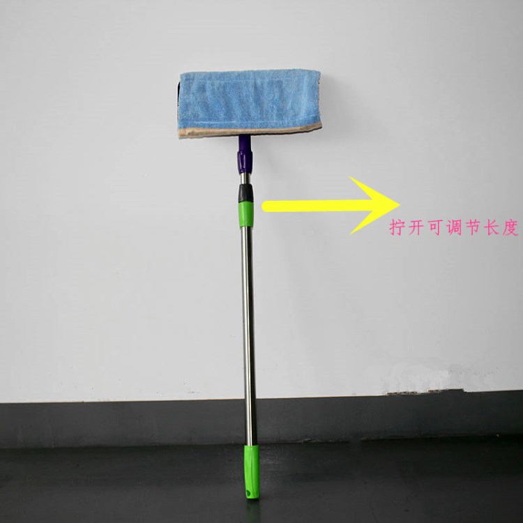 夾固式平板拖把毛巾地拖家用木地板不銹鋼伸縮桿地板拖把