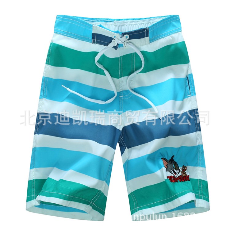 天普倫童裝 新款兒童時(shí)尚休閑條紋沙灘褲海灘短褲寬松型速干1528#