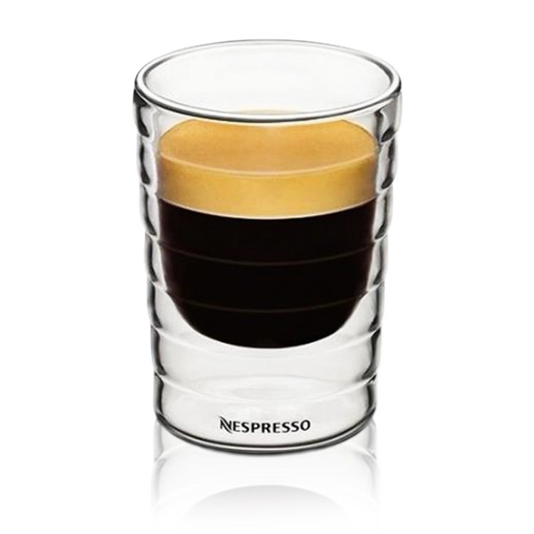 80ml NESPRESSO雀巢杯子双层耐热防裂高透玻璃杯 螺纹杯咖啡红酒