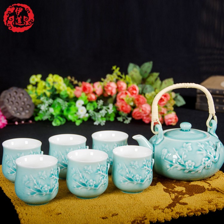 2015新款景德鎮(zhèn)陶瓷茶具 大容量7頭耐熱涼水壺茶壺茶杯茶具套裝