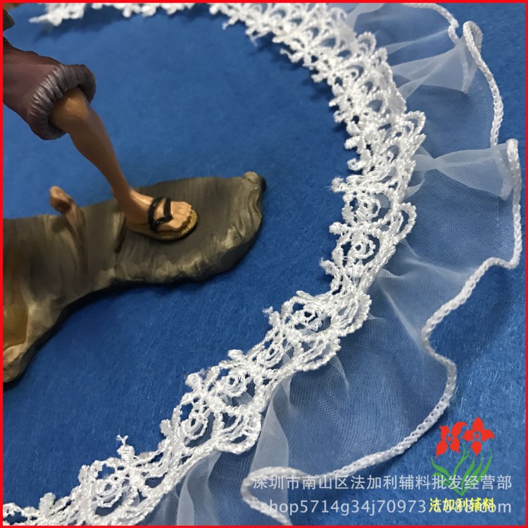 現貨批發 歐根紗打折木耳花邊 鎖邊車水溶 服飾輔料 DIY手工