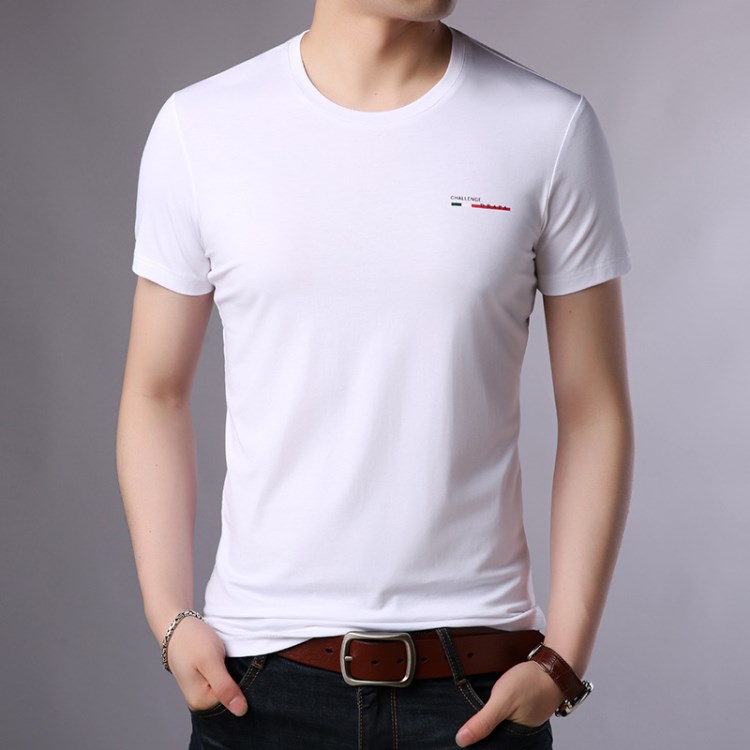 男式时尚短袖t恤男2018夏季新款男士休闲男装修身圆领套头t恤潮男
