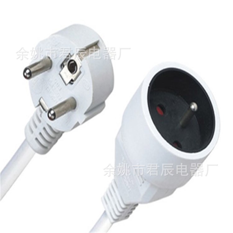 薦VDE歐式二極三極防水插頭德式對插歐規電源線戶外延長線