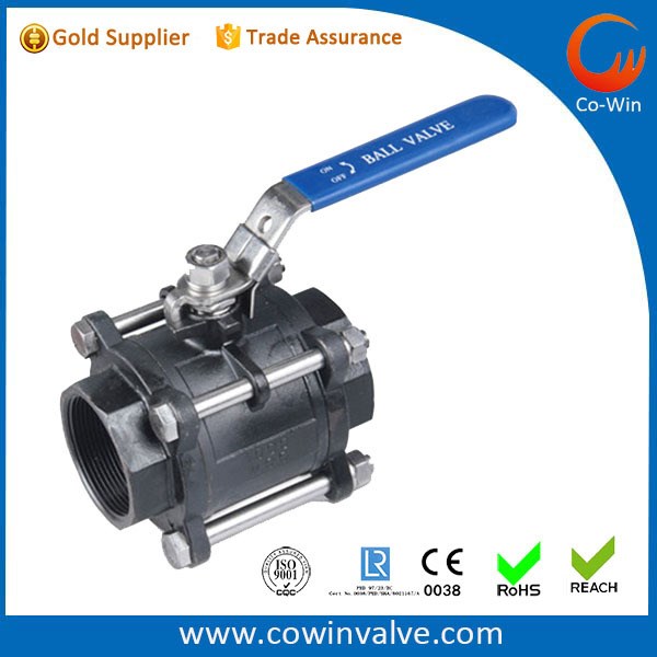 三片式碳鋼球閥 三片式內(nèi)螺紋球閥 3pc ball valve