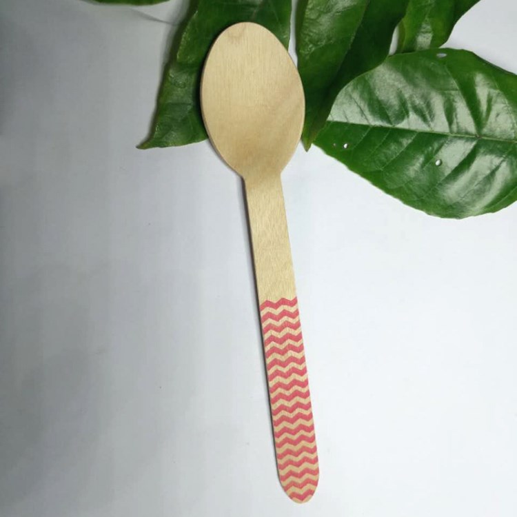 一次性餐具木质勺子叉子wooden spoon160mm餐具定制烙印彩印logo