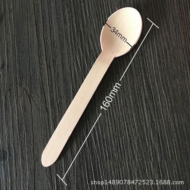 一次性餐具 木質刀叉勺子 果凍布丁甜品木勺spoon16CM 定制印LOGO