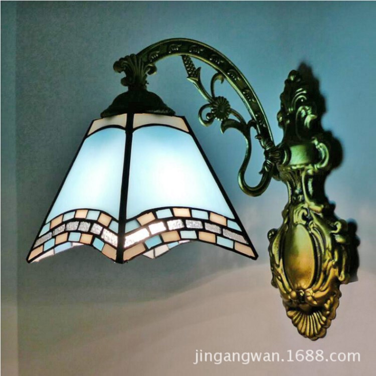歐式地中海復古單頭壁燈臥室床頭陽臺過道鏡前燈客廳鐵壁藝燈具