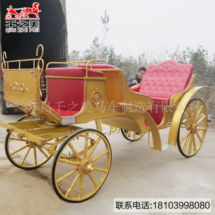 金色歐式雙排觀光車商場(chǎng)房地產(chǎn)活動(dòng)美陳道具婚禮婚慶四輪馬車