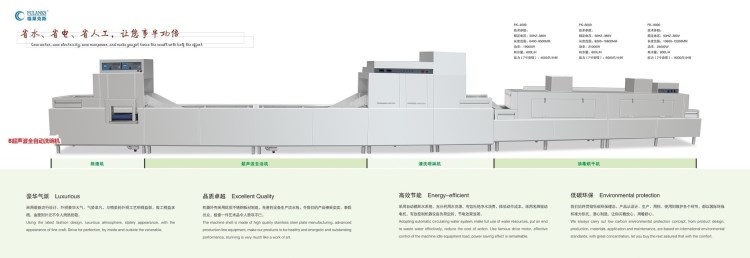 全自動超聲波長龍式洗碗機FK5000大型商用灑店員工食堂學(xué)校廚房