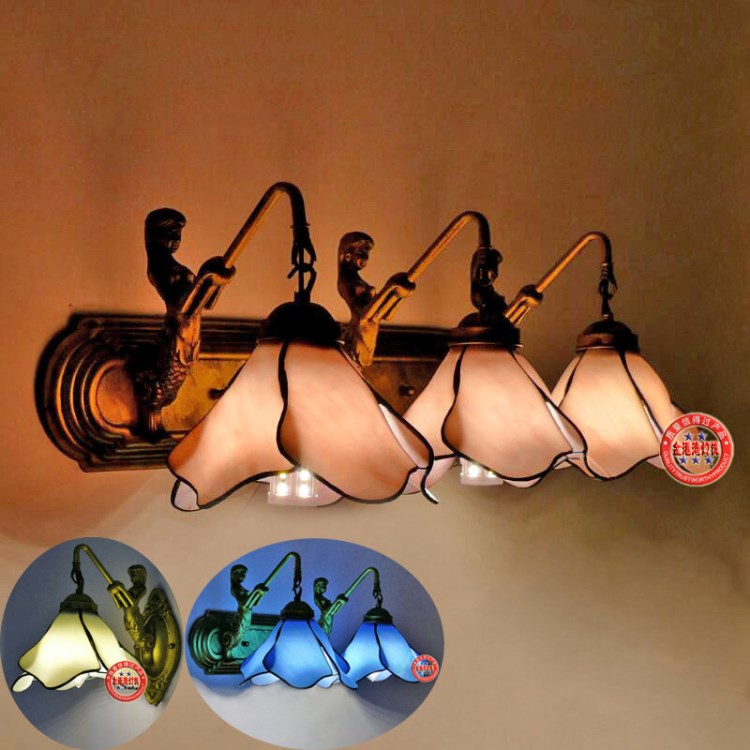 蒂凡尼燈飾臥室床頭客廳餐廳書房過道樓梯陽臺(tái)歐式荷花鏡前燈壁燈