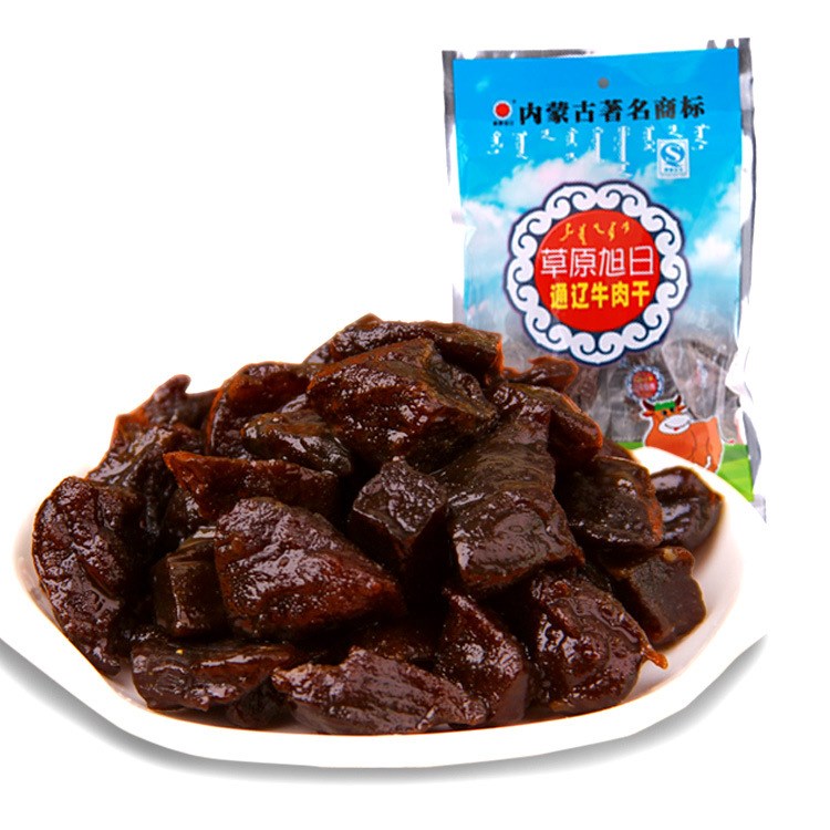 牛肉干 內(nèi)蒙古特產(chǎn)草原旭日手撕風(fēng)干牛肉干250g 牛肉粒麻辣零食品