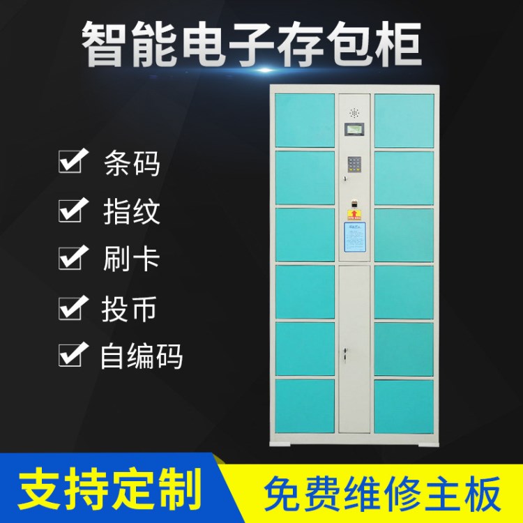 钢制指纹密码电子存包柜 智能商场超市寄存柜 自助12门24门储物柜