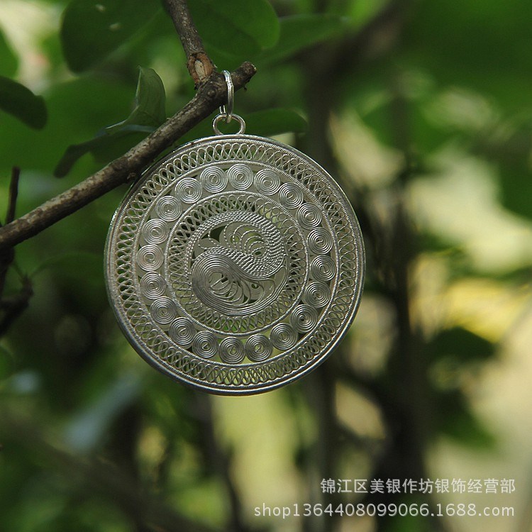 廠家直批民族特色飾品 護身符吊墜 民族風(fēng)項飾五行八卦銅鼓吊墜